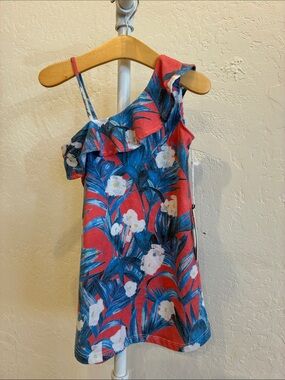 Sol Angeles Red Floral One-Shoulder Ruffle Dress